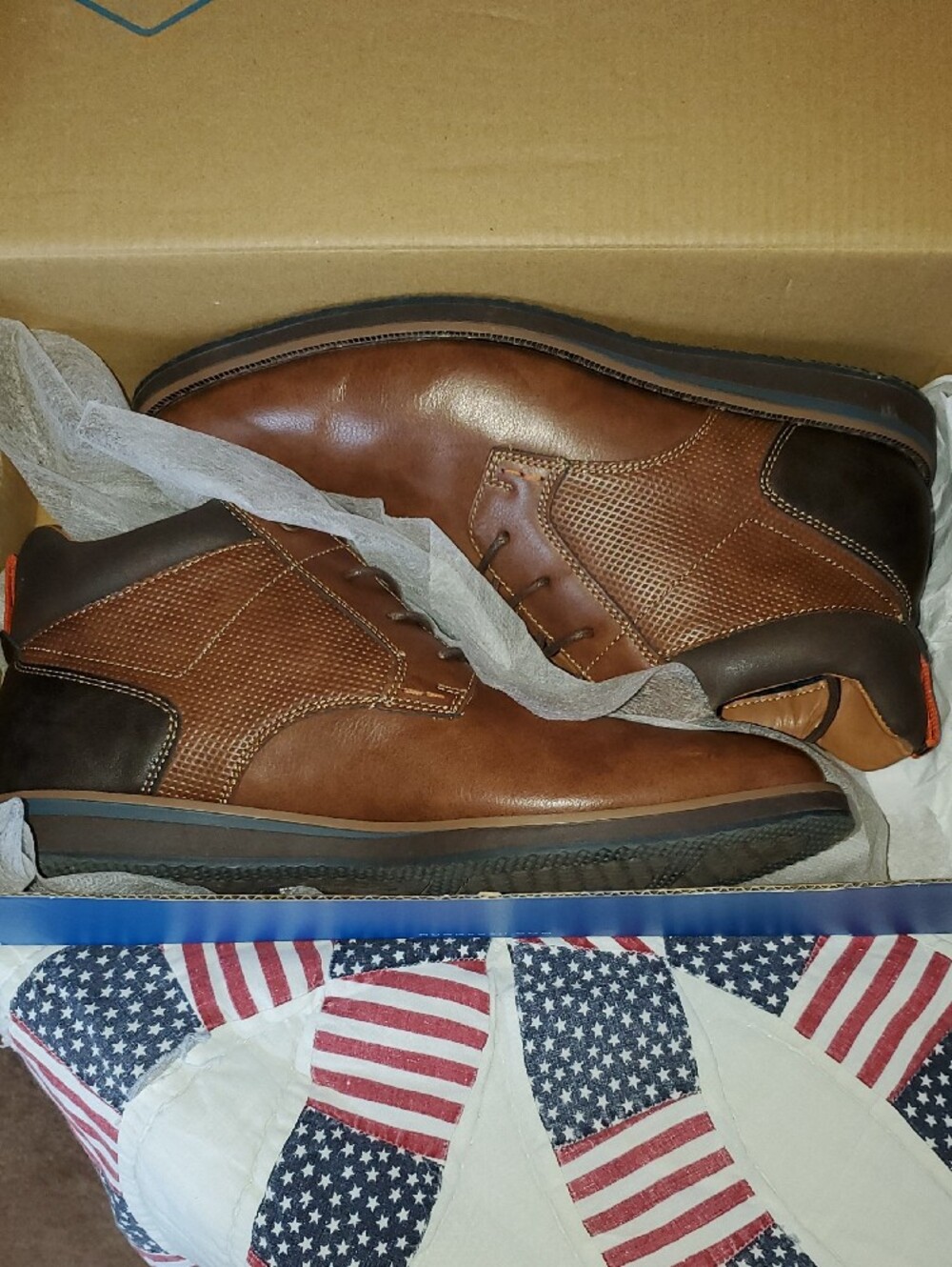 Nunn Bush Cognac Leather Chukka Lace-Up Boots